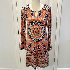 Tacera Shift Dress Women's P Medium Long Bell Sleeve Knee Length Boho Hippie